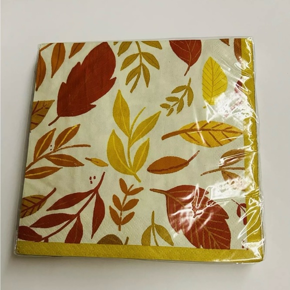 New 48 Fall Napkins Yellow Red Orange Leaves Party Impressions made in the USA - Picture 2 of 9